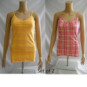 So Plaid Stretch Tank Cami Tops JRs Large Set of 2